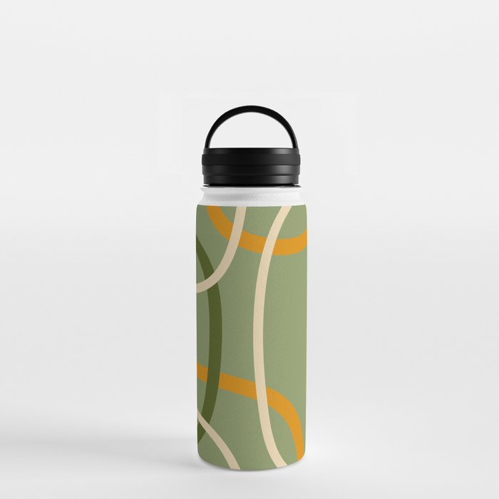 Abstract sage green mid century shapes Water Bottle