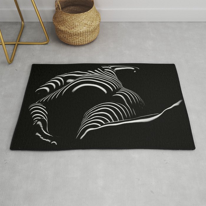 0758-AR BW Abstract Art Nude Striped Rug