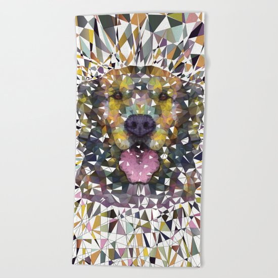 rainbow dog Beach Towel