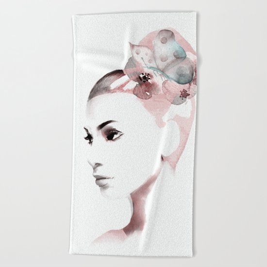 Woman with butterfly Beach Towel