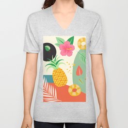 Midcentury Tropical Vibes V Neck T Shirt