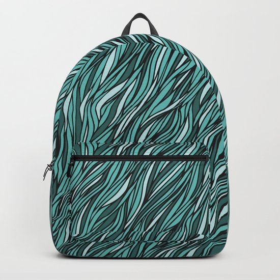 Cyan wave pattern Backpack