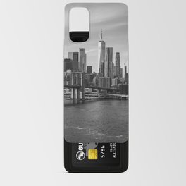 New York City Skyline and the Brooklyn Bridge | Black and White Travel Photography in NYC Android Card Case