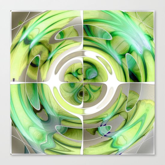 Lime and Green Abstract Collage Canvas Print