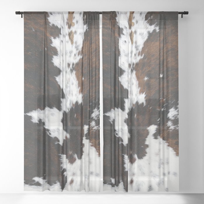 Brown Cowhide, Farmhouse decor Sheer Curtain