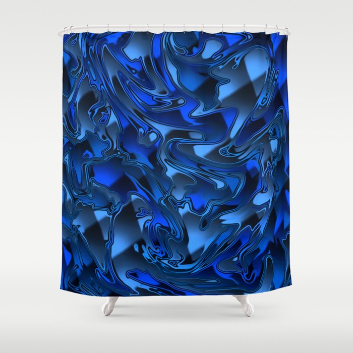 Blue Chromatic Melt Shower Curtain