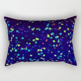Neon flowers on dark blue Rectangular Pillow