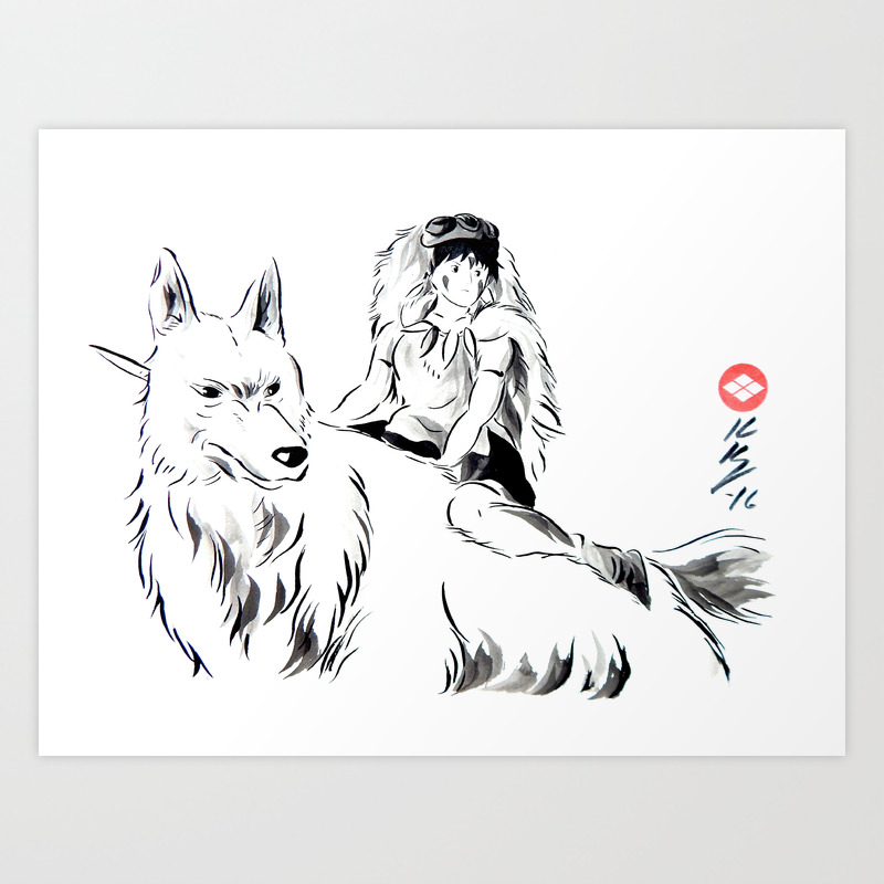 Mononoke Japanese Sumi E Style Ink Painting Art Print By Knappink