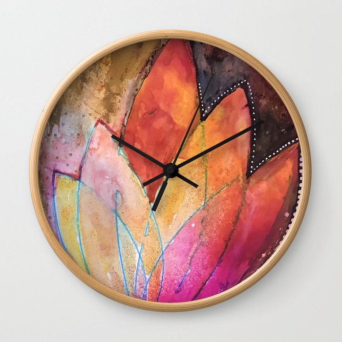 Lotus Dreaming in Colour and Dots Wall Clock