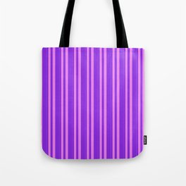 [ Thumbnail: Violet and Purple Colored Stripes/Lines Pattern Tote Bag ]