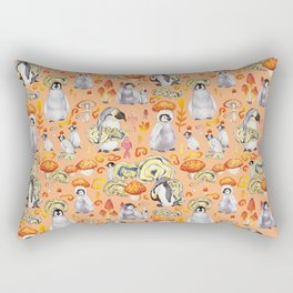 Penguins mushroom family - orange Rectangular Pillow