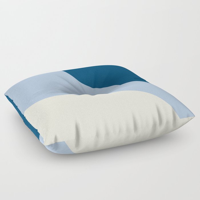 Simple Waves - Dark Blue, Light Blue and Cream Floor Pillow