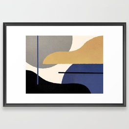 Organic Shapes Compo 1 - Navy Gold Framed Art Print