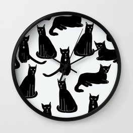 Brothers: Black cats Wall Clock | Animal, Brothers, Jerseycity, Drawing, Handdrawn, Lino Cut, Cats, Ink Pen, Pattern, Animalprint 