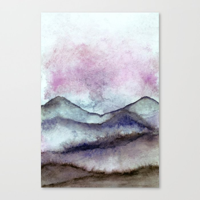 Purple Tone Landscape In Watercolor Canvas Print
