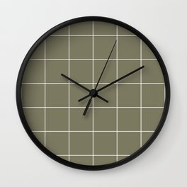 Green and White Square Grid Pattern 2 Pairs Jolie 2022 Color of the Year Sage Wall Clock