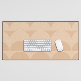 Geometric Lines Design 8 in Shades of Tan Beige (Sunrise and Sunset) Desk Mat