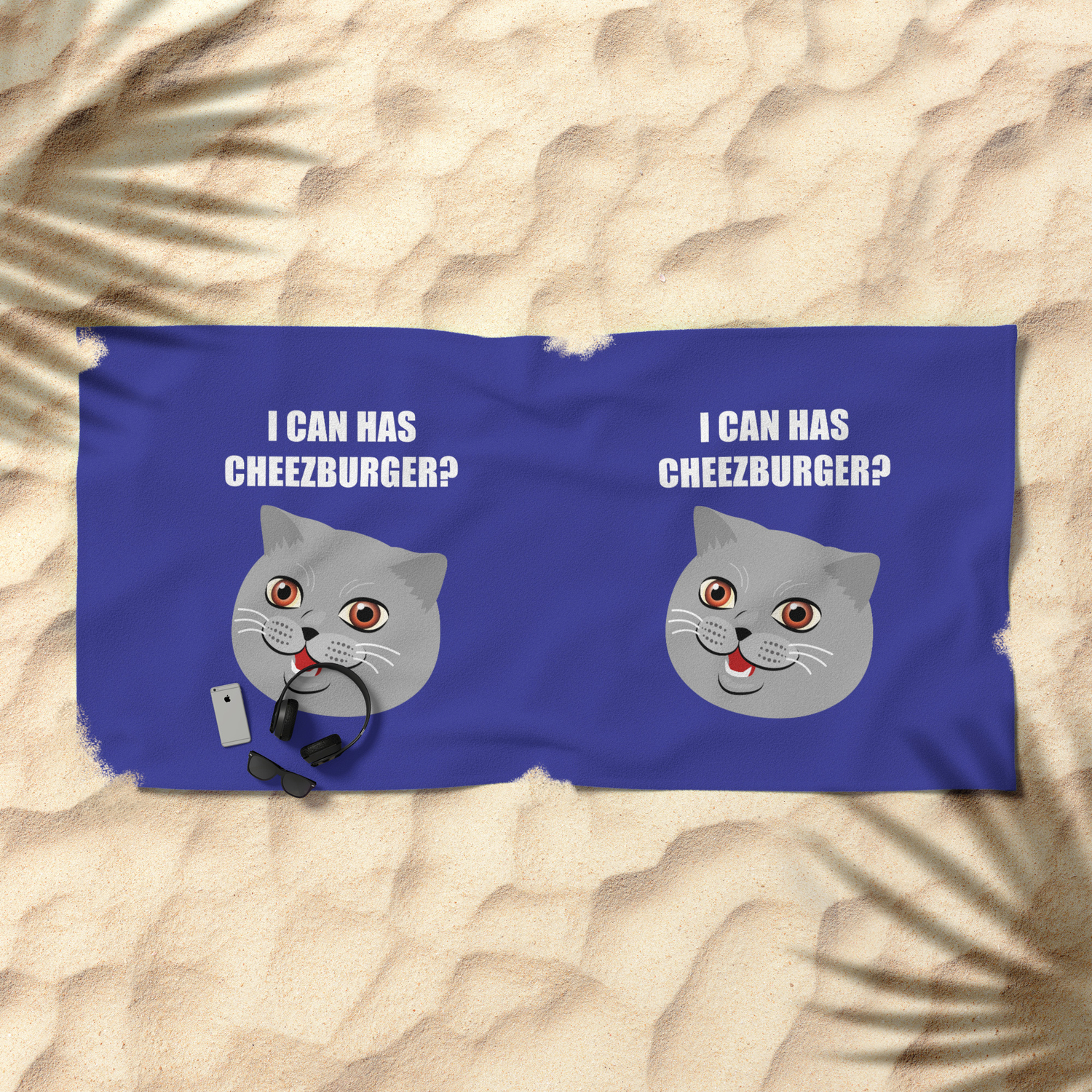 Funny Cat Meme I Can Has Cheezburger Beach Towel By
