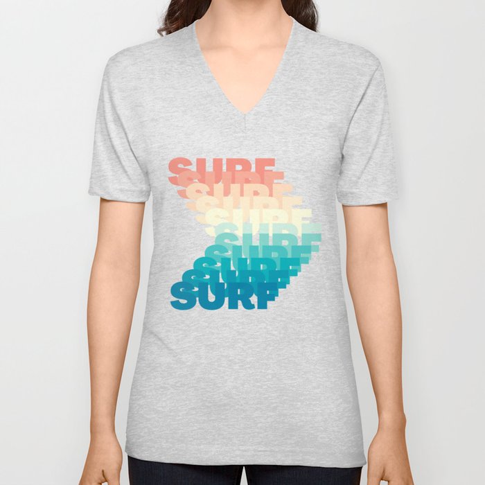 Surf Sunrise Wave | Summer Surf Design V Neck T Shirt