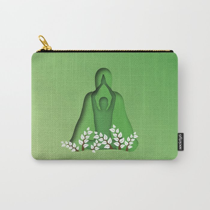 Yoga and meditation position in green Carry-All Pouch