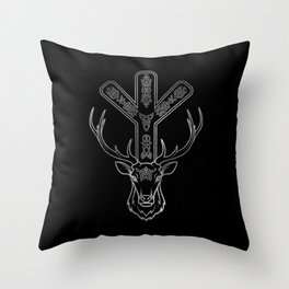 Algiz  Rune and Deer in Silver Throw Pillow