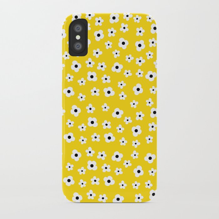 White Yellow Spring Flower Pattern iPhone Case