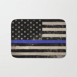 Thin Blue Line Police Flag First Responder USA Hero Bath Mat