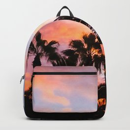 sunset and dark black palm trees Backpack | Blackpalms, Pattern, Summer, Holidayvibe, Holiday, Beachvibe, Bluesky, Colorfulsunset, Sunset, Photo 