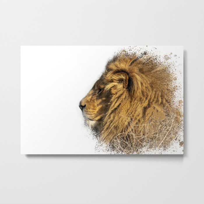 Lion Head Splatter Metal Print
