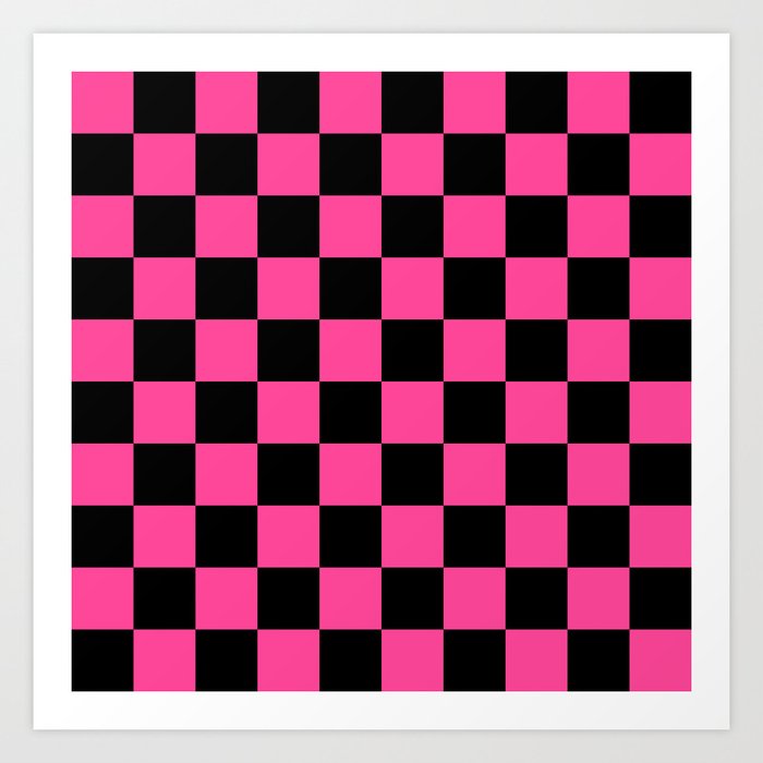 Black and Pink Checkerboard Pattern Art 