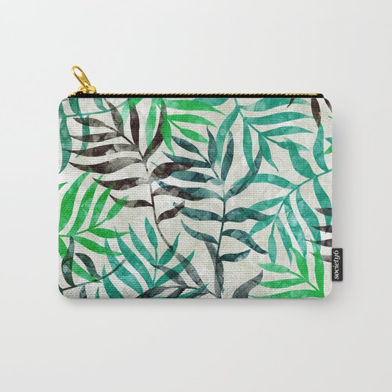 Watercolor Tropical Palm Leaves II Carry-All Pouch