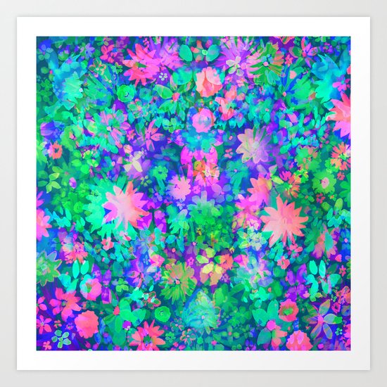 Fluro Floral Art Print