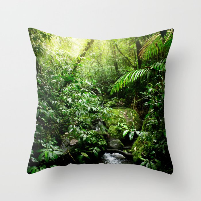 Rainforest in Warm Glow Throw Pillow