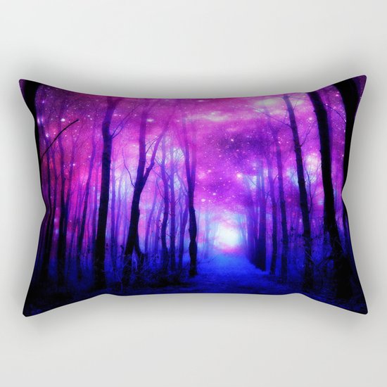 Magical Forest Path Fuchsia Purple Blue Rectangular Pillow