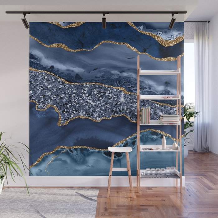 Agate Glitter Ocean Texture 07 Wall Mural by Bridax | Society6