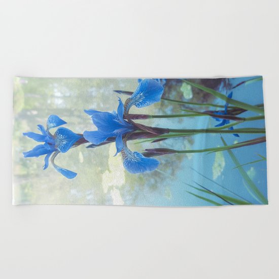 Blue Iris, The Dancing Spirit Of Early Summer Beach Towel