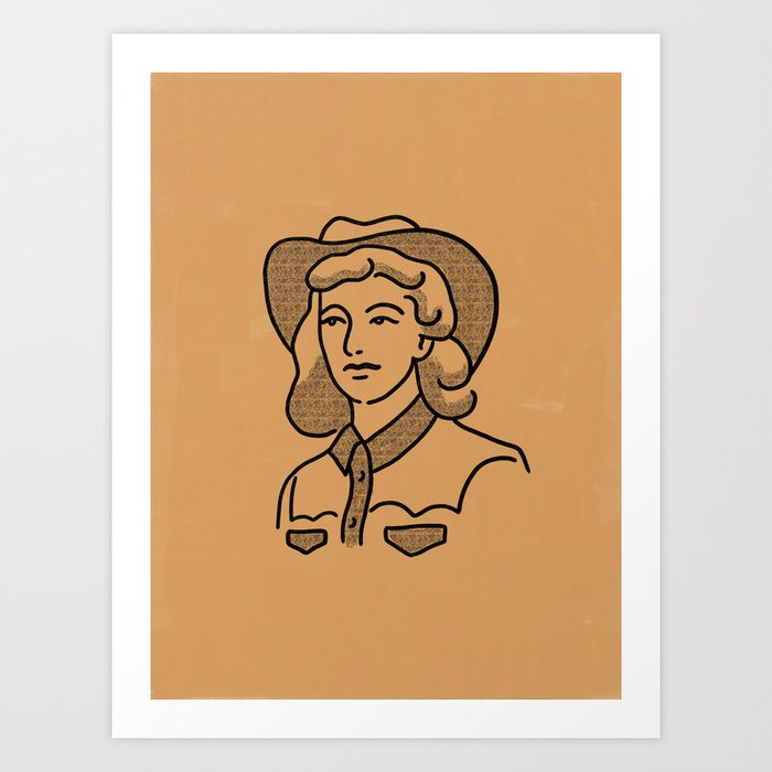 Cowgirl in Dusty Brown Art Print