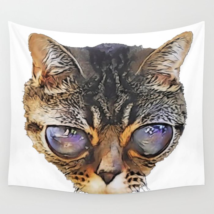 European strange Cat alienated alien sidereal space scary Wall