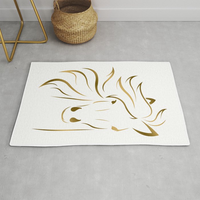 Golden Horse Drawing Rug