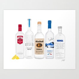 Vodka Bottles Illustration Art Print