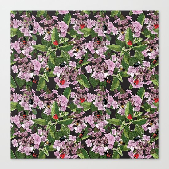 Floral insects pattern Canvas Print