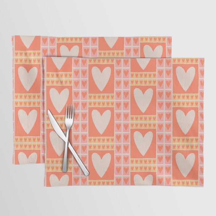 cute hand-drawn hearts pattern (pink version) Placemat