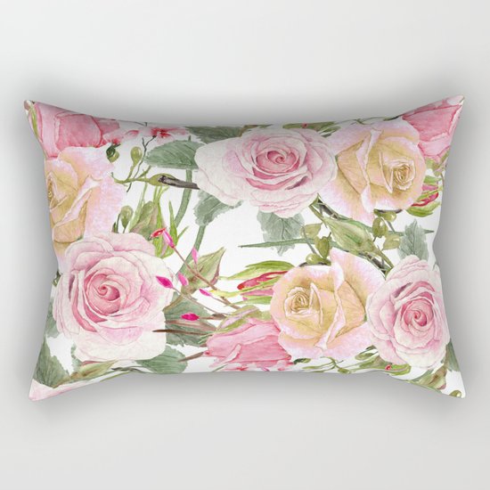 Watercolor Roses #1 Rectangular Pillow
