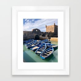 Blue Boats, Essaouira, Morocco Framed Art Print