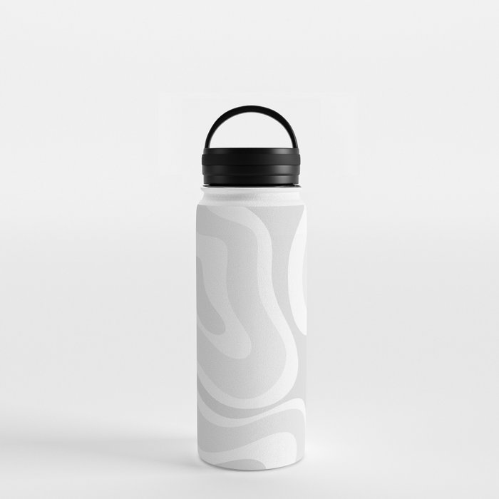 Modern Retro Liquid Swirl Abstract in Pale Grey Water Bottle