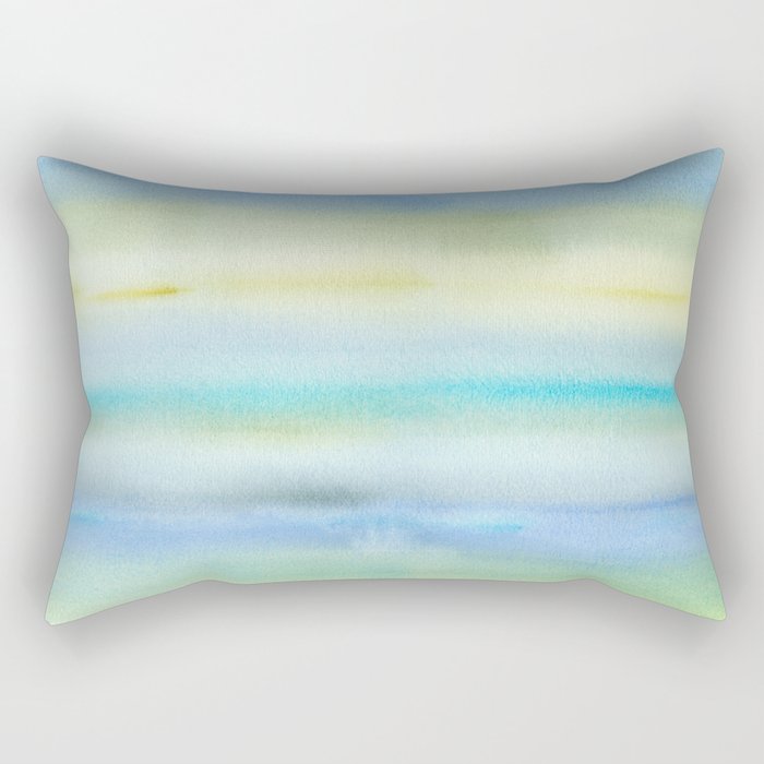 Blue, Green & Yellow Watercolor Abstract Art: Expressive Painting for Versatile Home Decor & Gifts Rectangular Pillow