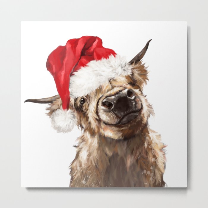 Christmas Highland Cow Metal Print By Bignosework Society6