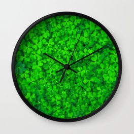 Clover Leaf Shamrocks Wall Clock