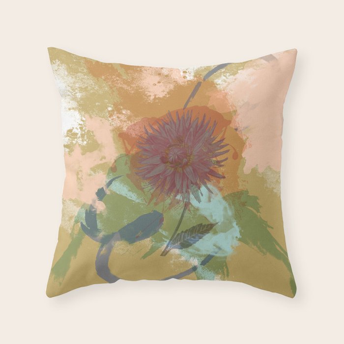 Autumnal Brushstrokes Abstract Floral Art Throw Pillow By Itaya