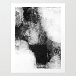 Black and White Textured Abstract Painting "Delve 3" Art Print